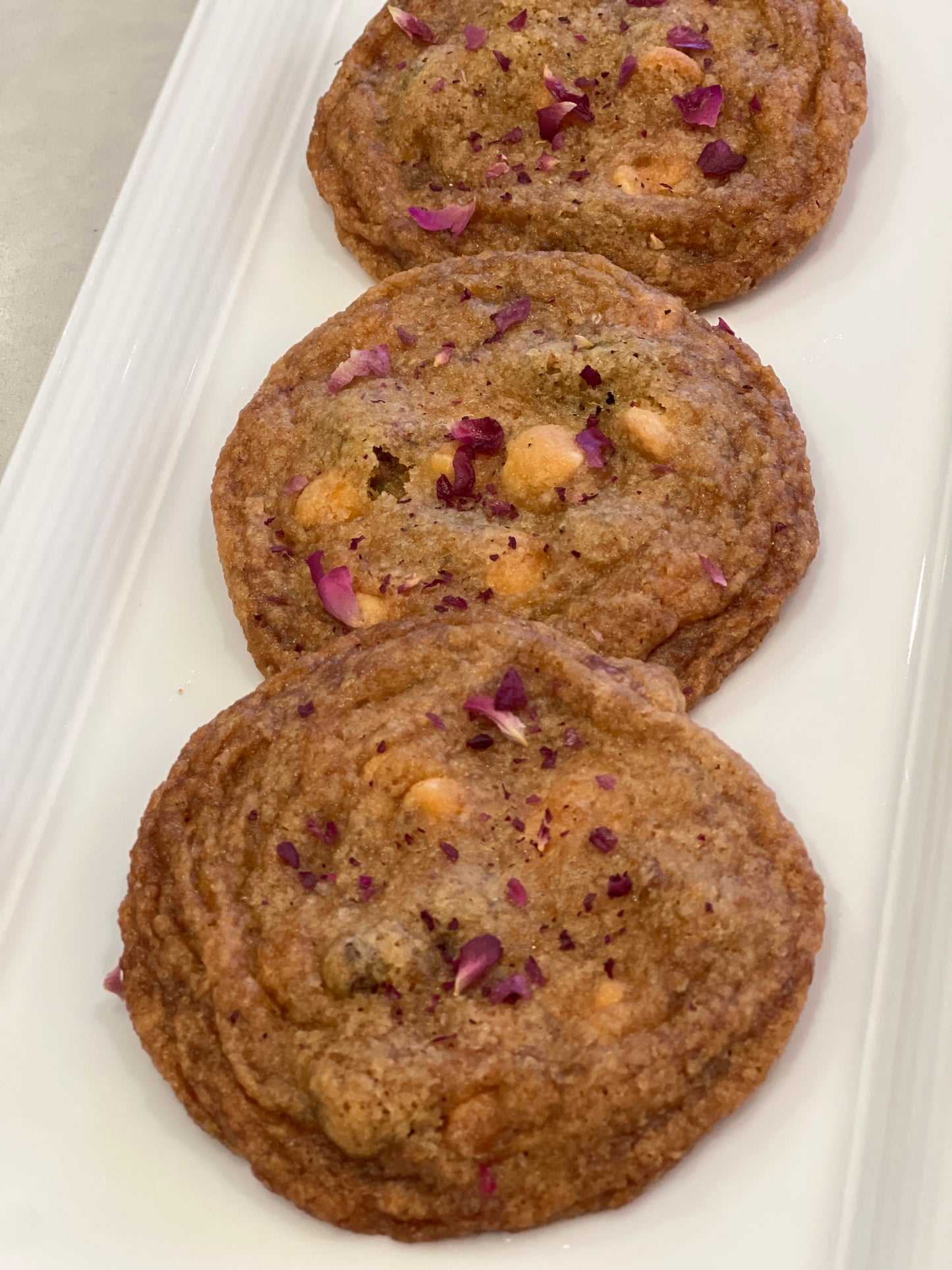 Pistachio, Rose & White Chocolate Chip Cookie
